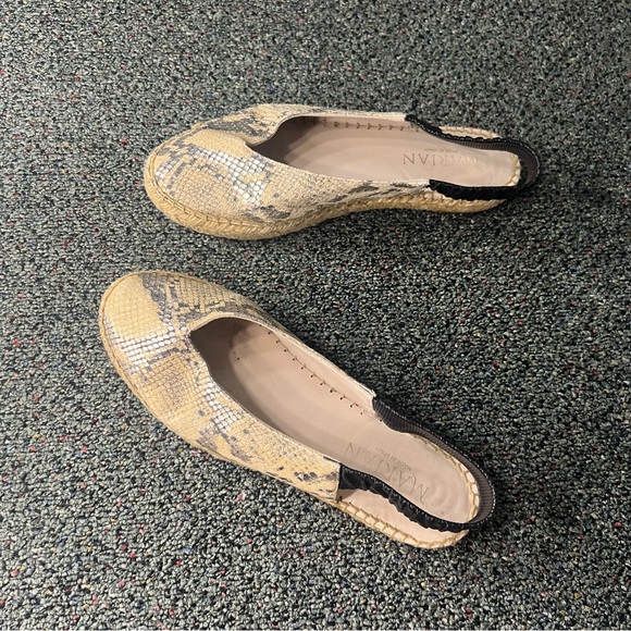 MARIAN Animal Snake Print Neutral Leather Sling Back Flat Espadrilles Shoes Sz 8 - Picture 5 of 16